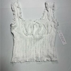 Kirious White Lace Ruffle Tank Top XS NWT